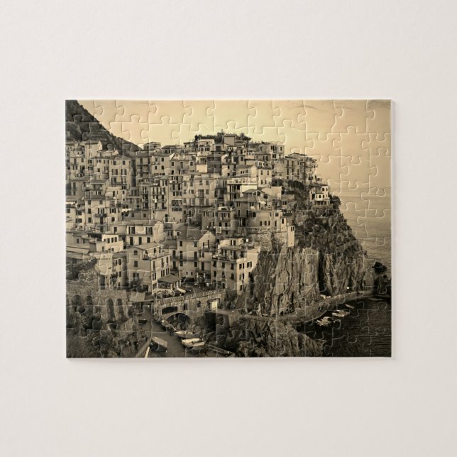 Manarola in Sepia Tones - Italy - 8x10 - 110 pcs. Jigsaw Puzzle (Horizontal)