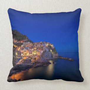Manarola town in the Cinque Terre in the evening Cushion
