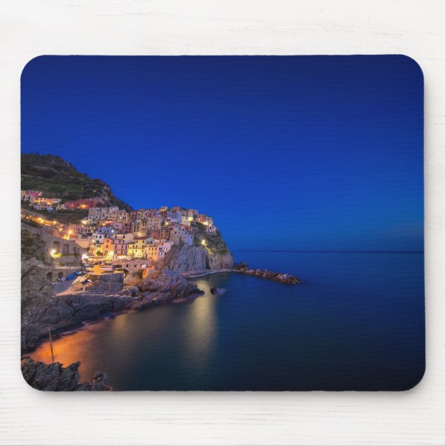 Manarola town in the Cinque Terre in the evening Mouse Pad (Front)