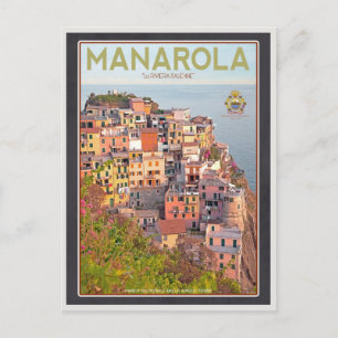 Manarola Vineyard Sunset (black) Postcard