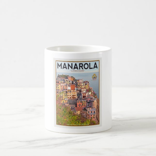 Manarola Vineyard Sunset (white) Coffee Mug (Center)
