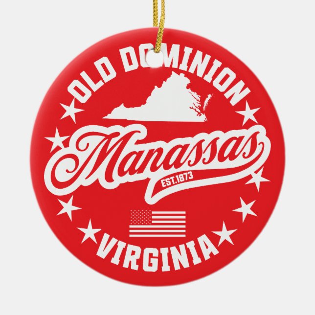 Manassas, Virginia Ceramic Tree Decoration (Front)