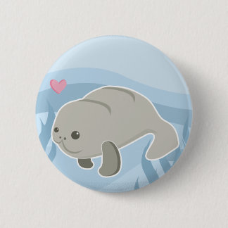 manatee 6 cm round badge