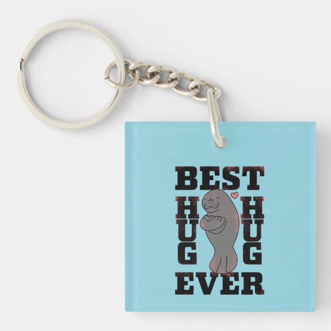 Manatee - Best Hug Ever - Hug - ASL Design Key Ring (Front)