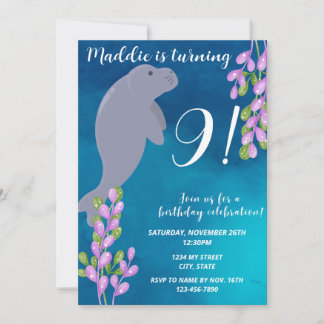 Manatee Birthday Invitation