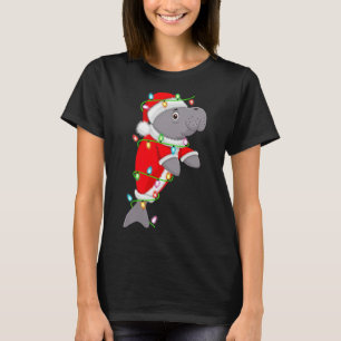Manatee Christmas Lights Santa Costume Cute Animal T-Shirt
