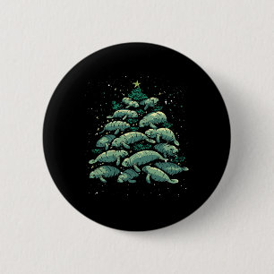 Manatee Christmas Tree Manatee Xmas Boys &amp; Wom 6 Cm Round Badge