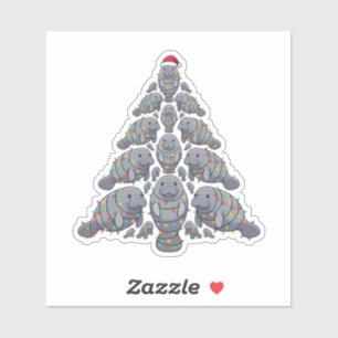 Manatee Christmas Tree Santa Hat Christmas Lights 