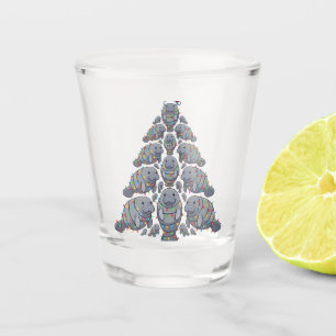 Manatee Christmas Tree Santa Hat Christmas Lights Shot Glass