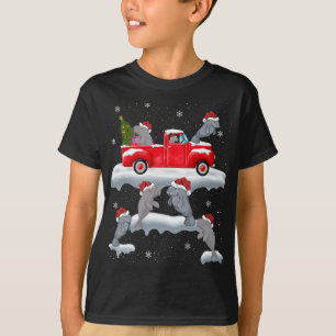 Manatee Driving Christmas Tree Red Truck Manatee C T-Shirt