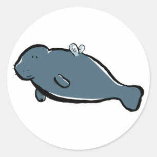 manatee fairy classic round sticker