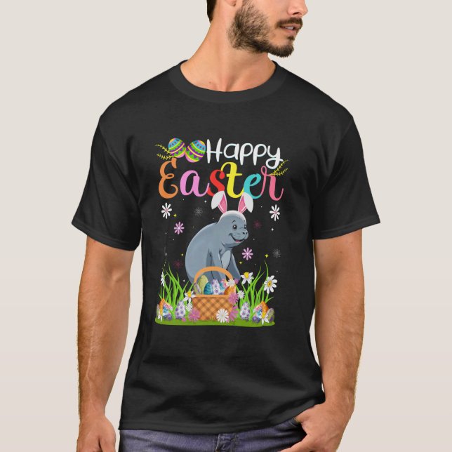 Manatee Happy Easter Egg Hunt Bunny Ear Manatee Ea T-Shirt (Front)