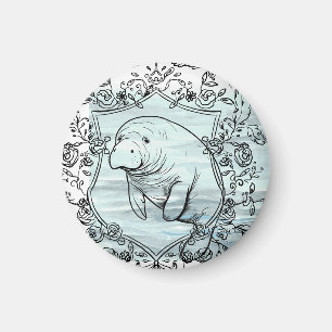 Manatee in Fancy Frame Magnet
