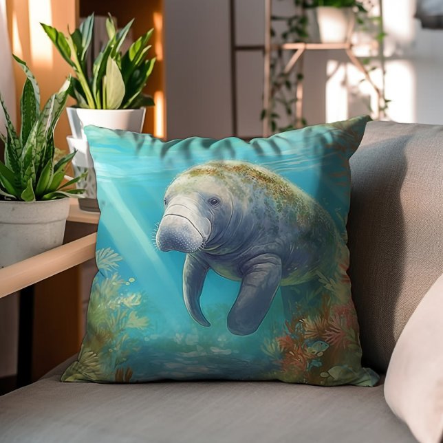 Manatee In The Sea   Cushion (Creator Uploaded)