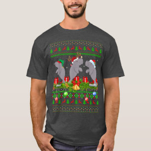 Manatee Lover Xmas Lighting Santa Ugly Manatee Chr T-Shirt