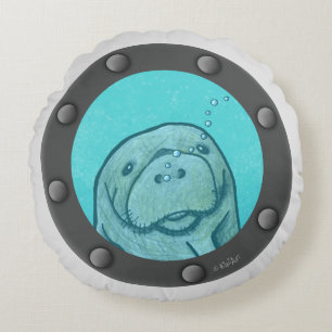 Manatee Porthole Round Cushion