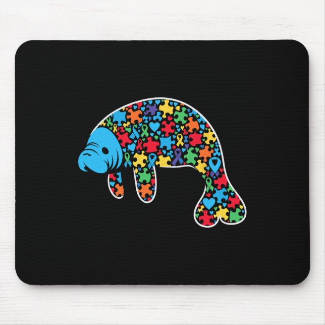 Manatee Puzzle Autism Awareness Autistic Womens Me Mouse Pad (Front)