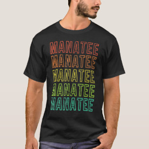 Manatee Retro Colour Vintage Design Old Style Gift T-Shirt