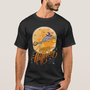 Manatee Ride Witch Shotgun Funny Manatee Halloween T-Shirt
