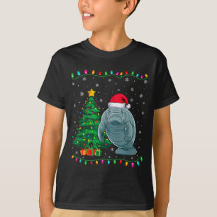Manatee Santa Hat Men Women Kids Christmas Tree Li T-Shirt