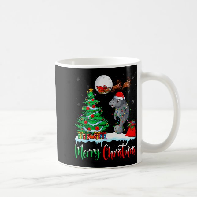 Manatee Santa Hat Xmas Tree Merry Christmas Manate Coffee Mug (Right)