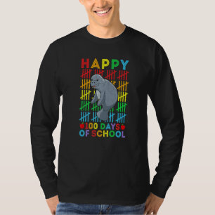 Manatee Teacher Student Happy 100 Days of School T-Shirt