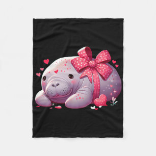 Manatee Valentine Hearts Animal Sea Ocean 1  Fleece Blanket