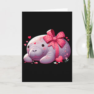 Manatee Valentine Hearts Animal Sea Ocean  Card