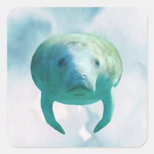 Manatee Watercolor Square Sticker