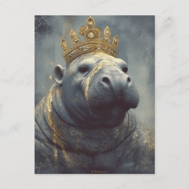 Manatee Wearing a Crown Postcard (Front)