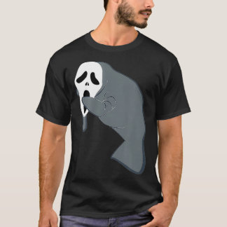 Manatee Wearing Scary Halloween Mask Funny Sea Cow T-Shirt