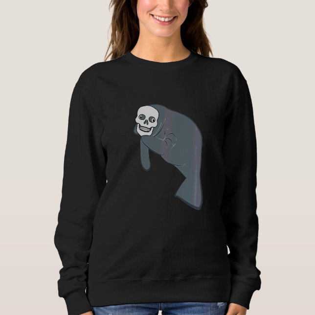 Manatee Wearing Skull Skeleton Mask Halloween Scar Sweatshirt (Front)