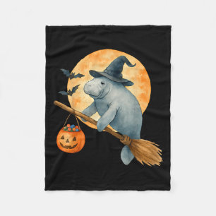 Manatee Witch Hat Pumpkin Halloween Costume Men Wo Fleece Blanket