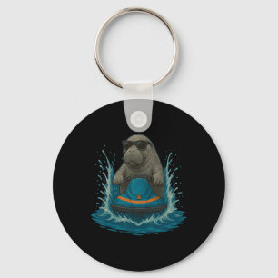 Manatee With Sungles Dugong Watersports Graphic De Key Ring