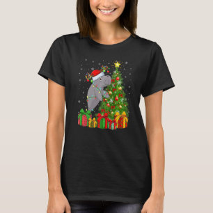 Manatee Xmas Holiday Santa Manatee Christmas Tree T-Shirt