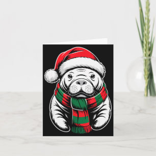 Manatee Xmas Santa Hat F Christmas Costume  Card