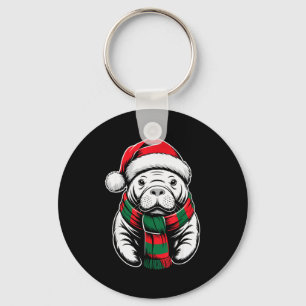 Manatee Xmas Santa Hat F Christmas Costume  Key Ring