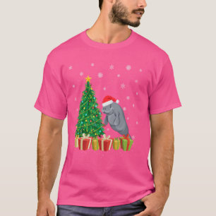 Manatee Xmas Tree Lighting Santa Hat Manatee Chris T-Shirt