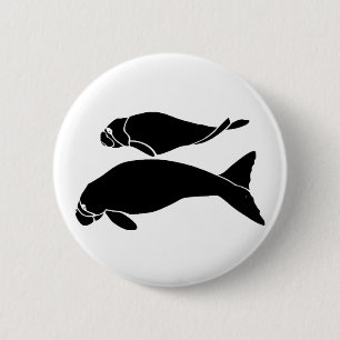 Manatees 6 Cm Round Badge