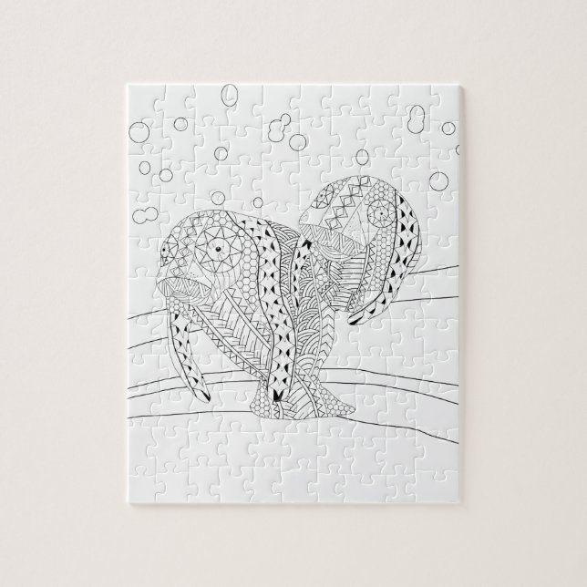 Manatees Adult Colouring Puzzle (Vertical)