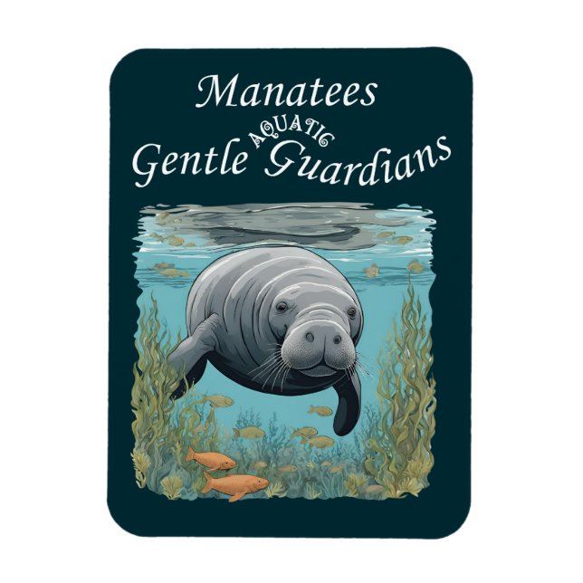 Manatees Gentle Aquatic Guardians Magnet (Vertical)