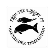 Manatees Silhouette Round Library Book Name