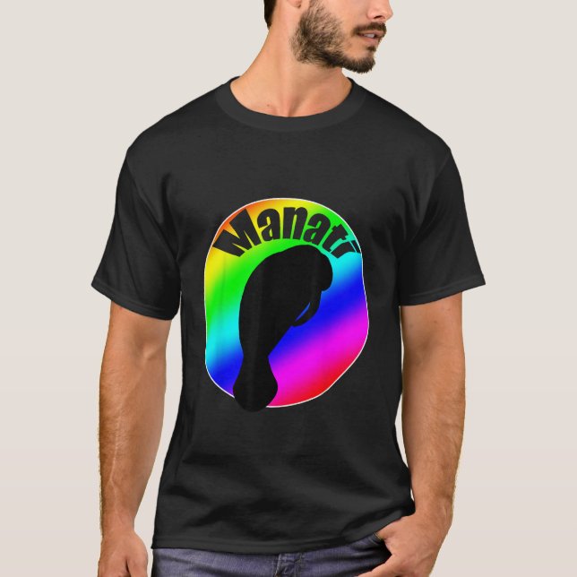 Manati Sea Cow in Rainbow with Lettering T-Shirt (Front)