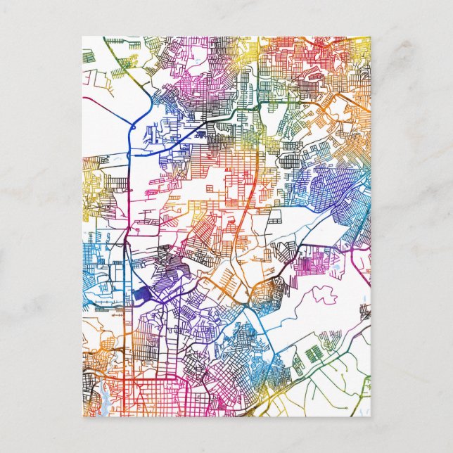 Manaus Brazil City Map Postcard (Front)