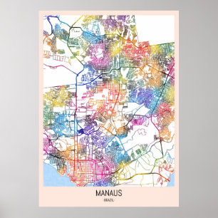 Manaus Brazil City Map Poster