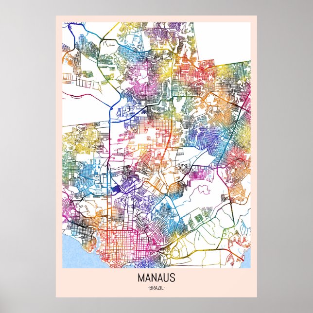 Manaus Brazil City Map Poster (Front)