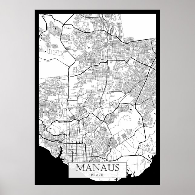 Manaus Brazil Map Poster (Front)