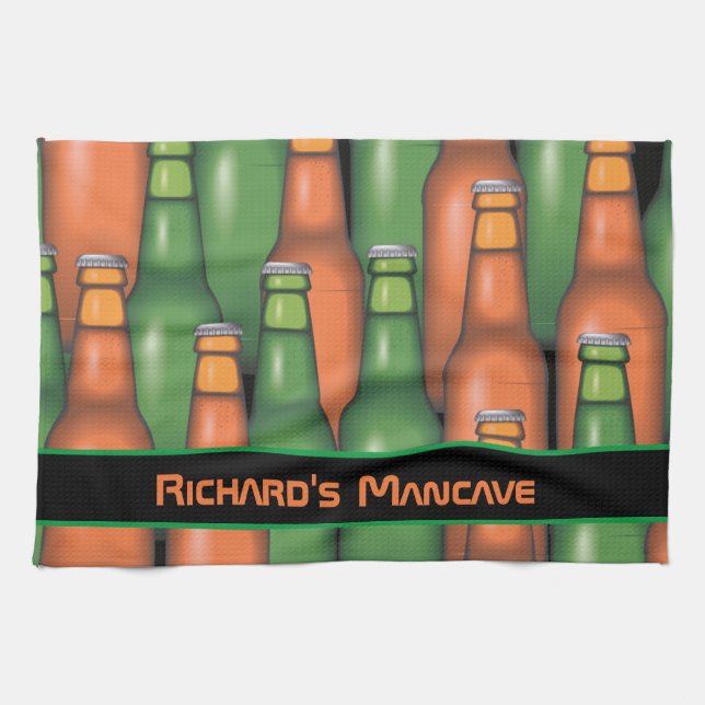 Mancave Beer Custom Personalised Bar Tea Towel (Horizontal)