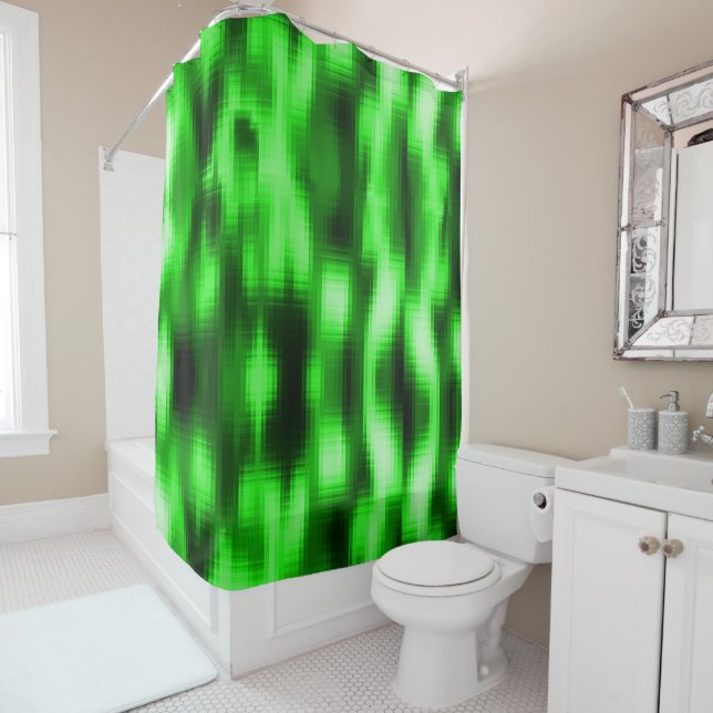 Manchado verde e preto estilo pastilhas de vidro shower curtain (In Situ)