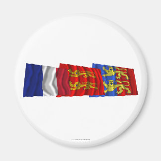 Manche, Basse-Normandie & France flags Magnet